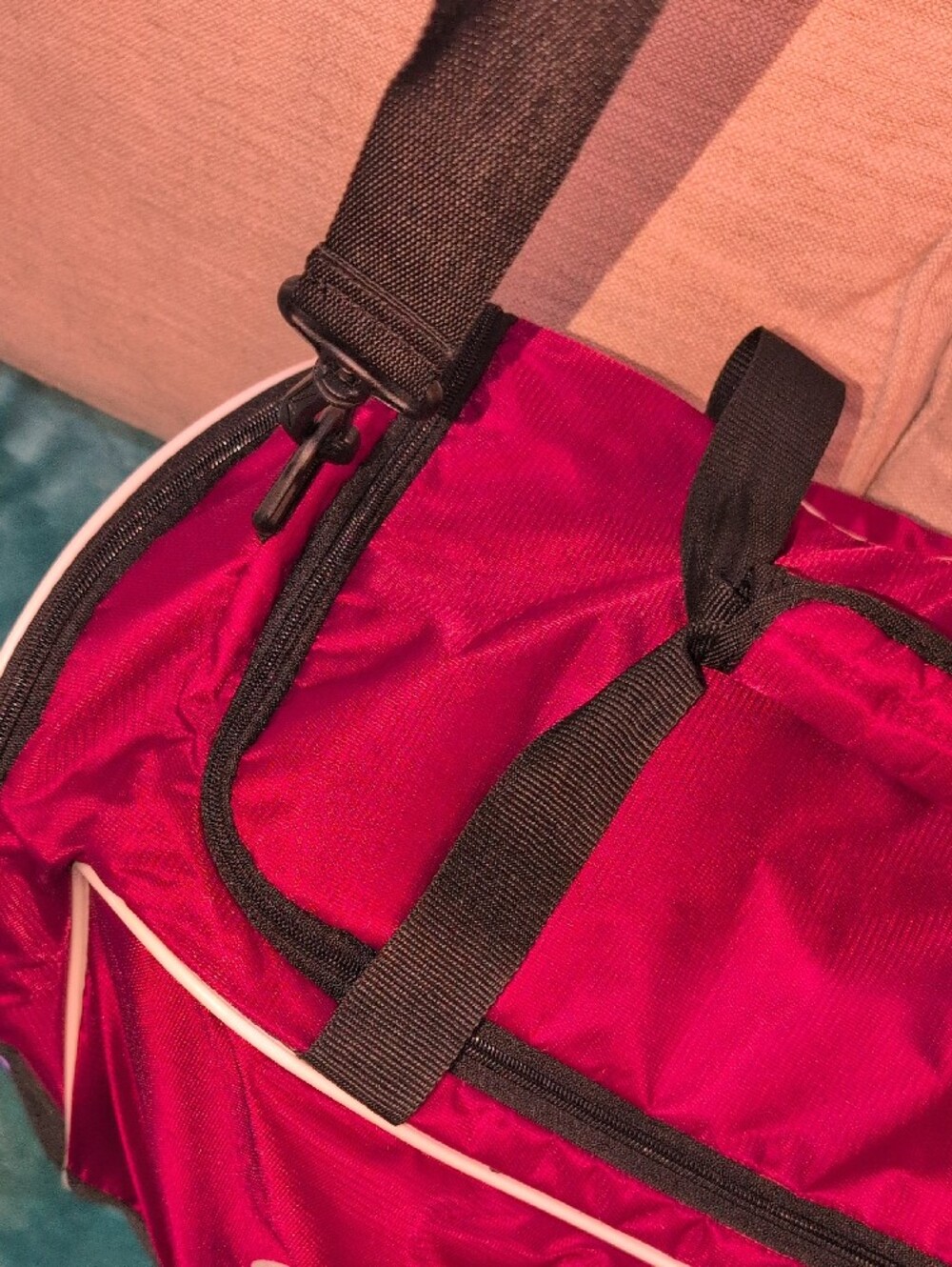 Nike Maroon and Black Duffel with White Swoosh Removable Crossbody Strap - Picture 3 of 13